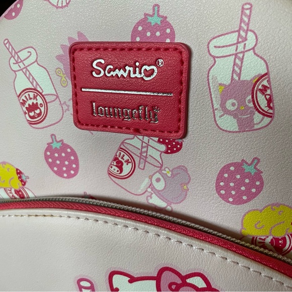 Loungefly Hello Kitty Sanrio Strawberry Milk Mini Backpack Pink - Picture 12 of 13